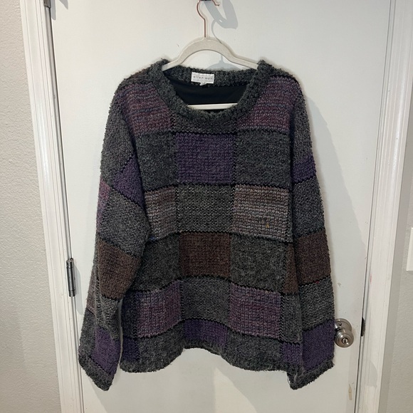 Allen Wah VTG Textured Men's Wool Sweater LTall Lined - Picture 1 of 6
